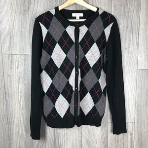 MERON BLACK CARDIGAN WITH PLAID